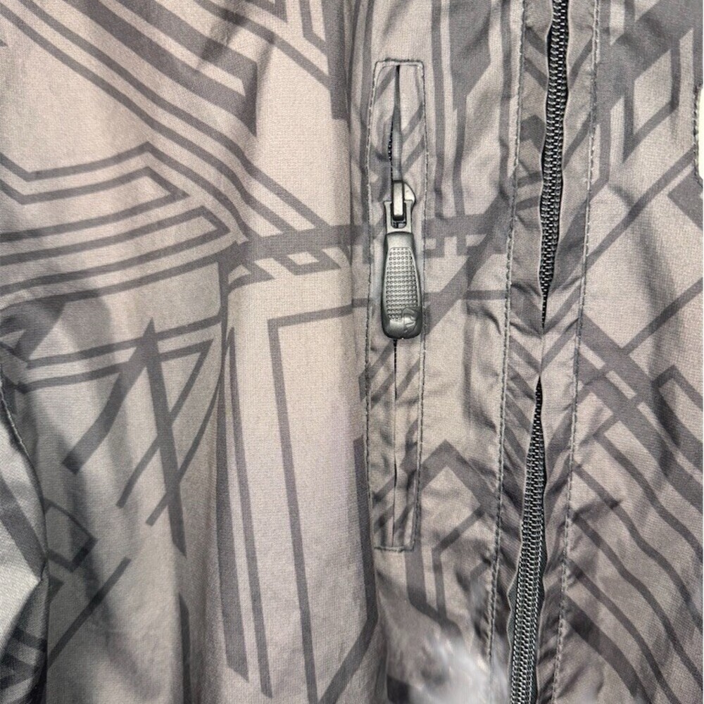 Vintage Thor Windbreaker Jacket Mens Size M Gray Black Geometric Hood Full Zip - Picture 6 of 6